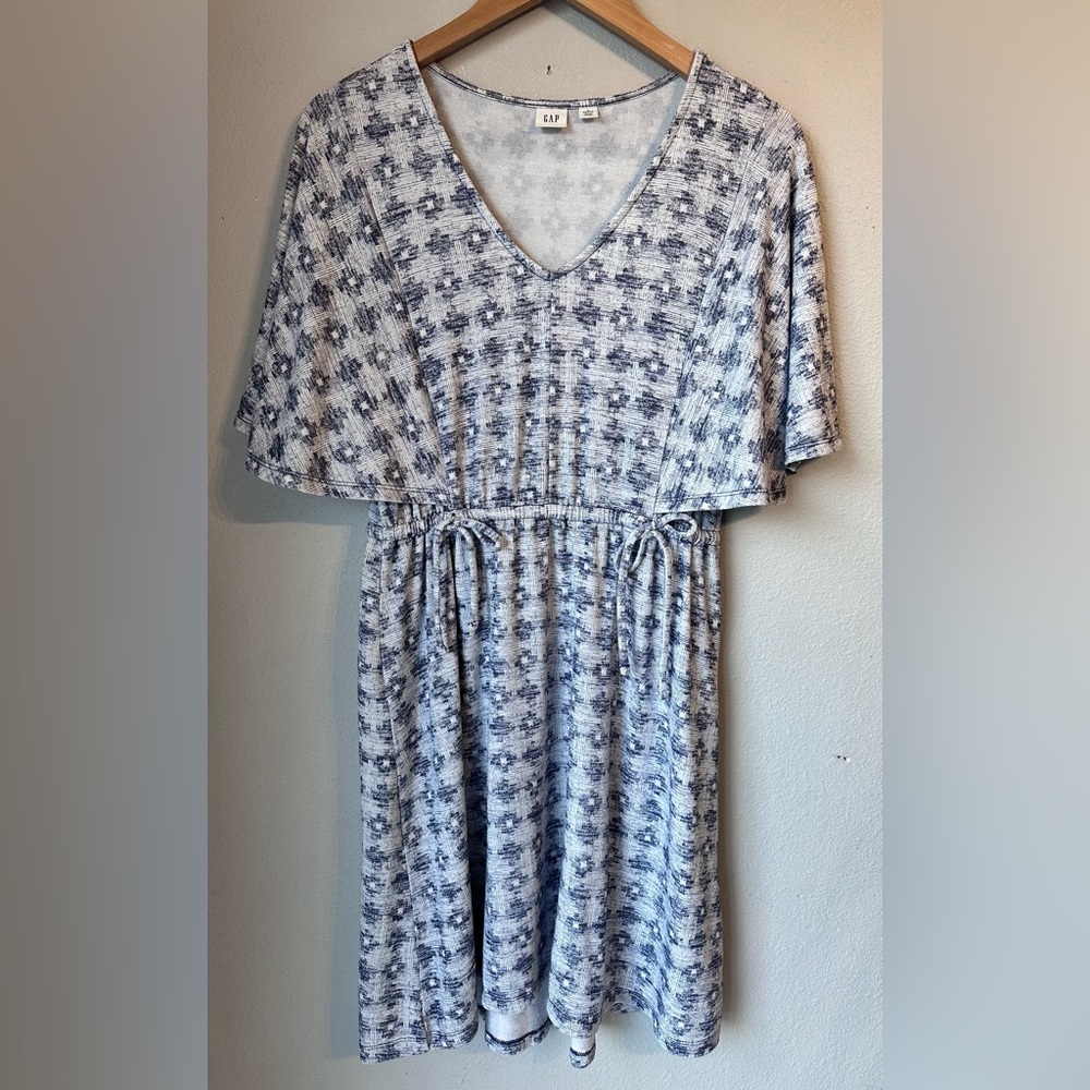 Gap Women's Blue Pattern Flutter Sleeve Dress Size Small Petite